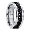 King Will Intertwine 8mm Spinner Ring Silver & Black Edge