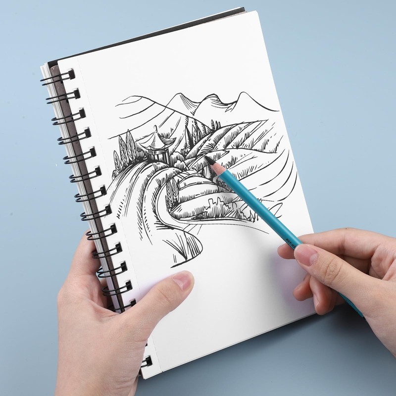 A5 Sketch Books, 200GSM Thick Paper Spiral Bound Sketchbook Hardback