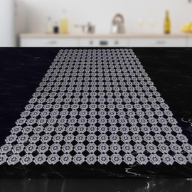 Elegant Comfort Table Runner, Dresser Scarf, Embroidery Table Decor for Inside or Outside, Luxury Crochet Tabletop, Kitchen Dining Table Runner, 16 X 90 Inch, Gray