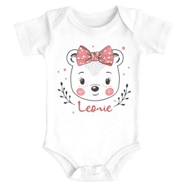 SpecialMe® Baby Bodysuit with Name Print Let Bear Motif Short Sleeve Organic Cotton Girls Boys, Girls' White