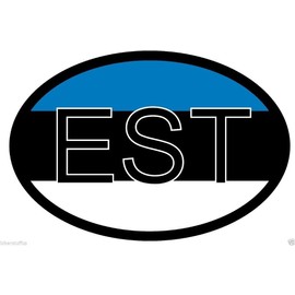 EST Estonia Country Code Oval with Flag Bumper Sticker Laptop Sticker Toolbox Sticker Helmet Sticker