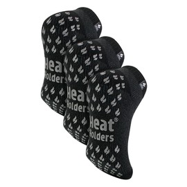 HEAT HOLDERS - 3 Pair Multipack Mens Low Cut Ankle Thermal Slipper Socks for Winter (6-11, Charcoal)