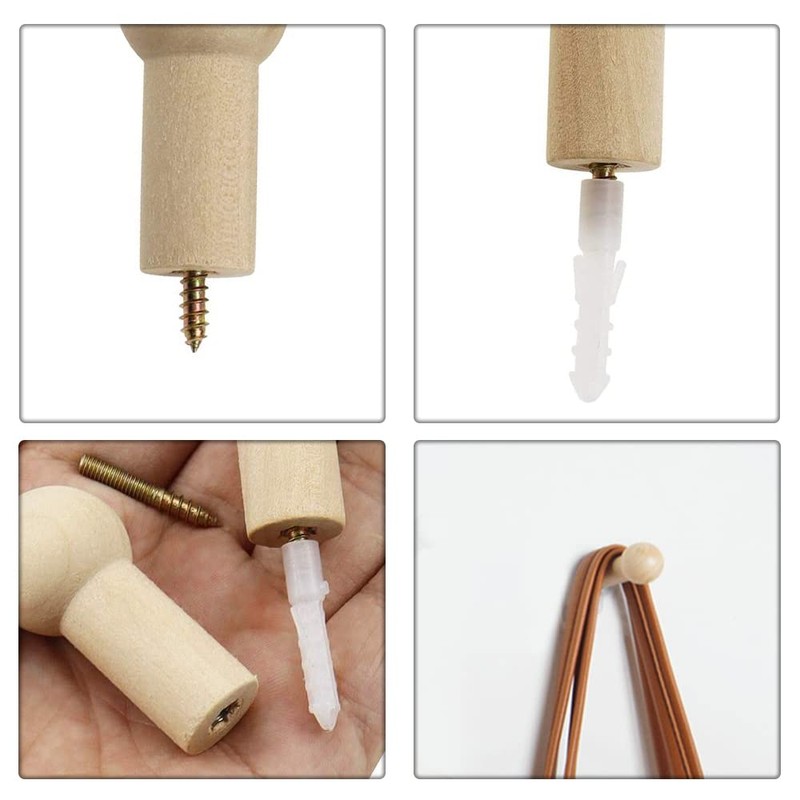 通用 16 Pcs Wall Hooks Rack Wall-Mount Wooden Coat Hooks