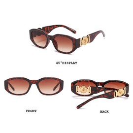 BUTABY Rectangle Sunglasses for Women Retro Driving Glasses 90’s Vintage Fashion Irregular Frame UV400 Protection Leopard