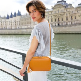 NICOLE & DORIS Crossbody Bag for Women Simple Shoulder Bag PU Leather Satchel Bag with Tassel Phone Bags Over Shoulder Bag Purse Handbags with 2 Straps Brown