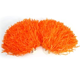 OUKENS Cheerleading Poms, 8 Colors 2pcs Fashionable Cheerleader Pom Poms Hand Flowers with Finger-Friendly Ring for Cheer Sport Kids Adults Team Spirit Cheering(Orange)