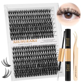 XIUSUZAKI Lash Extension Kit 30+40D DIY Lash Clusters Kit 280pcs D Curl Cluster Lashes Individual Lashes Eyelash Extension Kit with Lash Bond and Seal,Lash Tweezers(30D+40D D Kit,10-16mm Mixed)