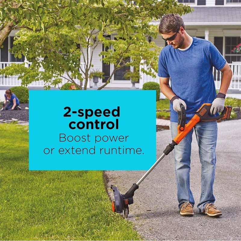 BLACK+DECKER 20V MAX Cordless String Trimmer and Edger with Spool,