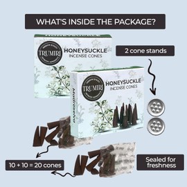Honeysuckle Incense Cones - 20 Cone Incense - Dual Pack of 10 - Scented