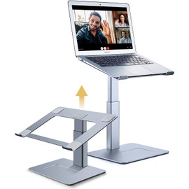 supamir Adjustable Laptop Stand for Desk, DJ Laptop Riser, Standing Desk Converter, Support Working on Computer Sitting/Standing, Compatible with MacBook, Dell, HP and All 13"-16.5" Notebooks, Grey