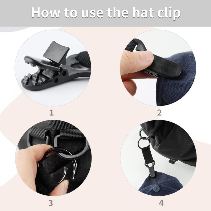 4Pcs Hat Clip for Travel on Bag, Straw Hat Carry