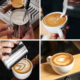 Milk Frothing Pitcher - 20 oz with Graduated Measuring Milk Cup Coffee Steaming Milk Cup, Coffee Milk Frothing Cup