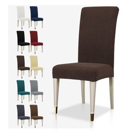 MAXIJIN Super Stretch Dining Room Chair Cover Jacquard Spandex Dining Parsons Chair Slipcover Removable Chair Protector Covers for Dining Room,Hotel,Kitchen,Ceremony (Coffee, 2)