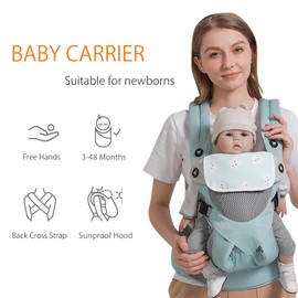 SONARIN 3-in-1 Breathable Baby Carrier,Multi-Function Lightweight Baby Wrap Carrier Ergonomic Child Carrier Backpack,Front and Back Carry for Newborn and Toddler 3-48 Months(Blue)