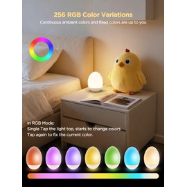 FNMYCO Egg Light for Nursery, 256 RGB Baby Night Light, Rechargeable Night Light for Kids, Portable Small Cordless Bedside Lamp for Girl/Boy/Toddler/Bedroom