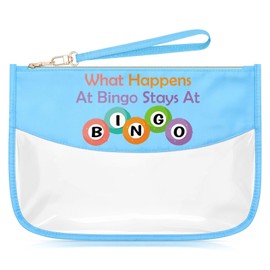 Sazuwu Bingo Player Blue Makeup Bags with Zipper Bingo Themed Birthday Gifts for Bingo Lovers Casino Gambling Gifts Cosmetic Travel Bag Organizer Christmas Birthday Presents