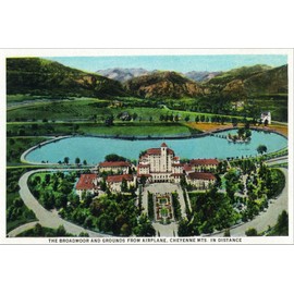 ART.COM Stretched Canvas Print Colorado Springs, Colorado, Aerial View of Broadmoor Hotel and Grounds by Lantern Press, 36" x 24"