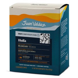 Juan Valdez | Café Drip Huila, café molido con filtro individual Balanceado de Colombia, Notas de naranja y caramelo | 5 sobres 10 g cada uno
