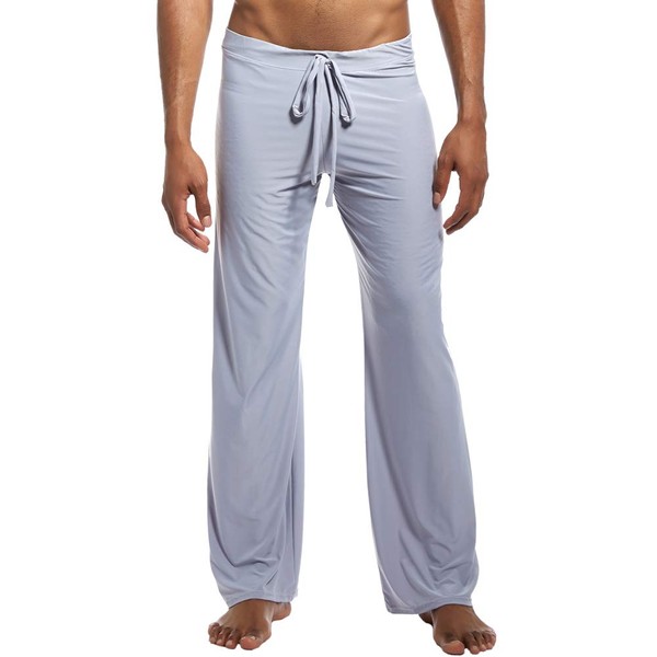 K-Men - Pantalones largos de yoga de seda para hombre,