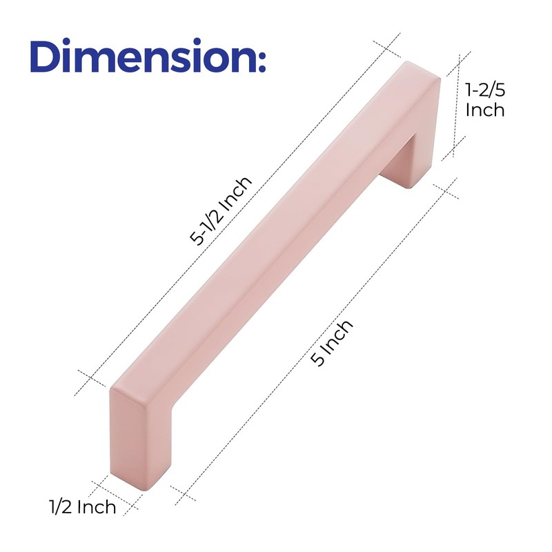 Ravinte 30 Pack 5 Inch Kitchen Square Cabinet Handles Pink