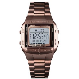 MASTOP Mens Digital Watch Sports Alarm Stopwatch Business Watches Square Waterproof Men's Wrist Watches (Coffee Gold)