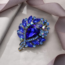 EVER FAITH Bridal Round Rhinestone Brooch Pin Shiny Drop Marquise Crystal Vintage Pin Jewellery Gift for Women, Crystal