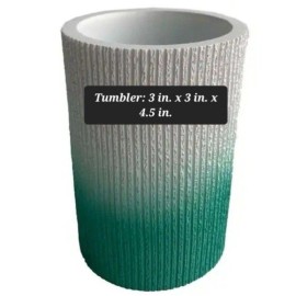 Sweet Home Collection Urbana Green Teal Ombre 2-Piece Bathroom Accessory Set Tumbler Toothbrush Holder