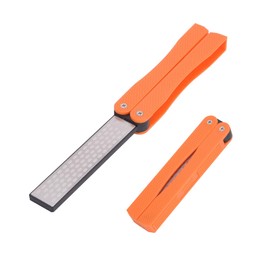 Double Sided Diafold Sharpener, Fine/Coarse Sharpening Stone, 400/600 Grit Foldable Knife Sharpener Gritstone Whetstone non-slip Handheld (Black)(Orange)