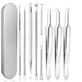 JINYJIA Blackhead Remover, Comedone Squeezer, Set of 6, Stainless Steel Acne Needle Set, Pimple Extractor Tool, Pimple Remover Kit with Box, for Facial Impurities such as Pimples, Acne, Blackheads