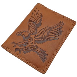 Genuine Cowhide Leather Wallet/Wallet/Wallet/Wallet/Wallet in Portrait or Landscape Format with Eagle Motif with RFID & NFC Protection in Cognac, Cognac, Classic