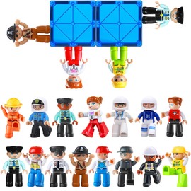 Large Magnetic People Figures,15 PCS Community Figures Set, 3" Magnet Play People for Magnetic Tiles for Kids Boys Girls Ages 3 4 5 6 7+,Creative Learning Toys Magnet Building Blocks Expansion Pack
