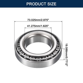 HIPicco 2 Pack LM501349/10 Tapered Roller Bearing Cone and Cup Set, 1.625" Bore 2.875" OD 0.7712" Cup Width, Chrome Steel Taper Bearings Set, ABEC-3
