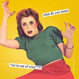 IHR Ideal Home Range - Servilletas de cóctel retro Anne Taintor desechables de 3 capas, paquete de servilletas de papel para fiesta, 5 x 5 pulgadas, sin vino, 20 unidades