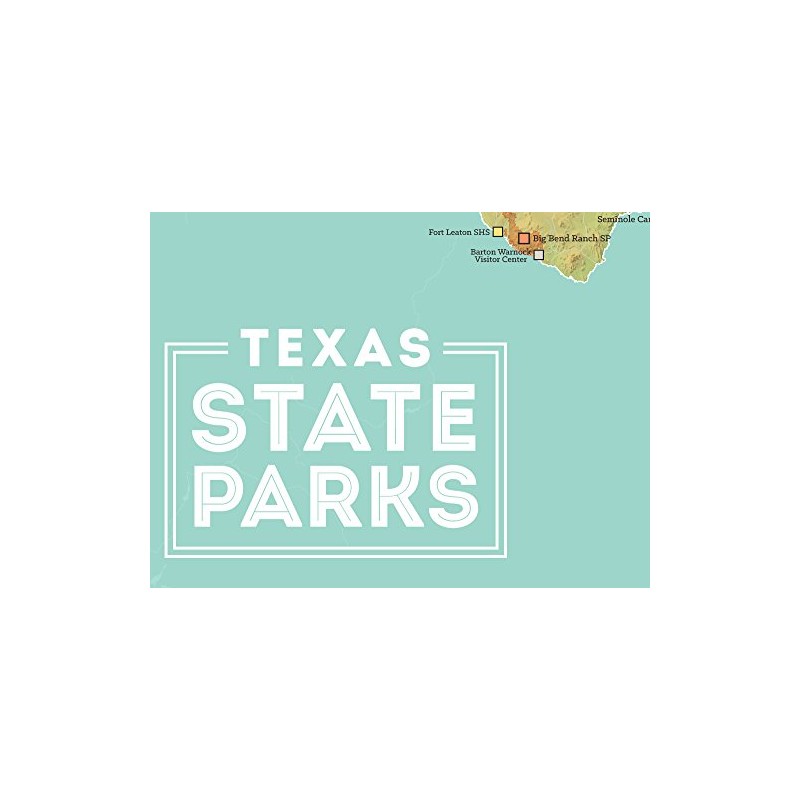 Best Maps Ever Texas State Parks Map 18x24 Poster (Green