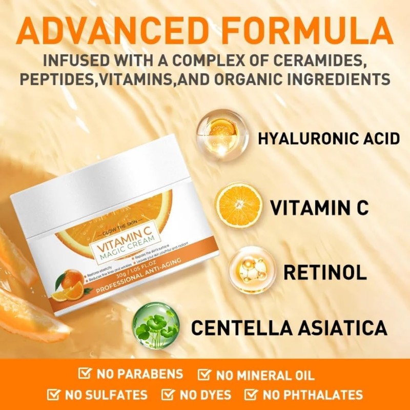 3PCS Vitamin C Face Cream Smooth Wrinkle Moisturizing Firming Lightening