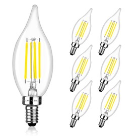 Brtstiun LED Candelabra Bulbs 60 Watt Equivalent, 6W E12 Small Base Dimmable 5000K Daylight White, 600 Lumens, C35 Vintage Candle CA11 Flame Tip LED Chandelier Light Bulbs, 6 Pack