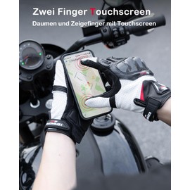 KEMIMOTO Men's Winter Motorcycle Gloves, Full Finger Goat Leather with Non-Slip Pads, Touchscreen Motorcycle Gloves, Winter Protective Gloves for Motocross, Scooters, Moped, Quad, Paitball, ATV