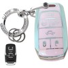 WENHENI Keyless Entry Systems Key for RAM Key Fob Cover Shell with Keychain Fit for 2019 2020 2021 2022 2023 Dodge RAM 1500 Smart Key (6Buttons Silver-Pink)