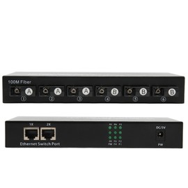 Tx1310nm RX1550nm Ethernet Fiber Switch 6 Optical Port 2 Electrical Port Up To 25km RJ45 Port Fiber Transceiver 100‑240V EU Plug