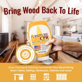 Furniture CPR Wood Furniture Cleaners & Polish 18oz-Cabinet Cleaner for Woods Paneling, Doors, Natural Furniture Polish And Wood Floor Cleaner that Repels Dust, Fingerprints and No Greasy Residue