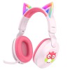 LOBKIN Kids Headphones Microphone Toddler Cat Ear LED Light Rotatable