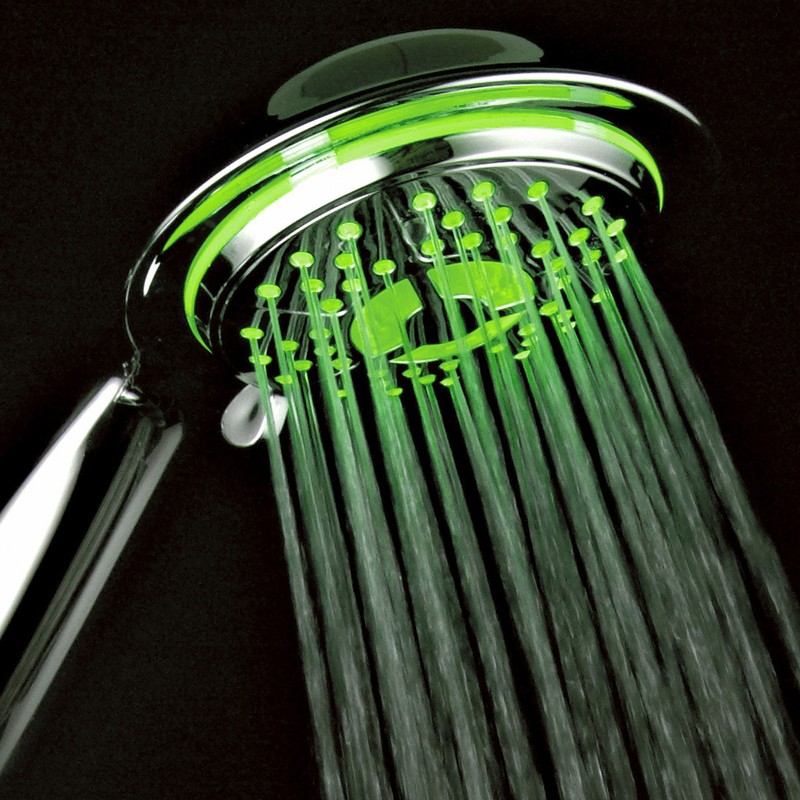 PowerSpa 4-Inch LED Handheld Shower Head with Air Jet LED
