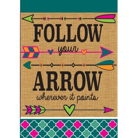 Magnolia Garden Follow Your Arrow Wherever it Points 42 x 29 Rectangular Burlap Double Applique Large House Flag