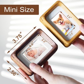 Youncewooder Samll Natural Teak Wood Picture Frames - Displays 1x2 Photo with Mat | Cute Mini Polaroid Frames,Horizontal or Vertical for Wall and Tabletop,Gifts for Baby, Couple, and Best Friend