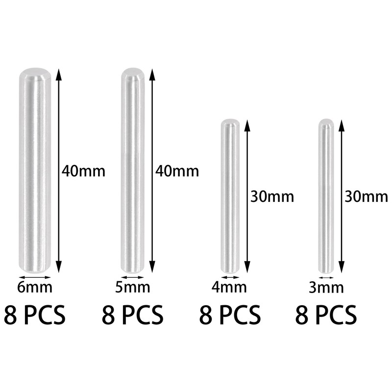 32 PCS Cylindrical Pin Pegs,304 Stainless Steel Dowel Pins