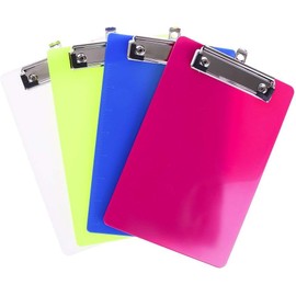4 Pack Durable A5 Assorted Coloured Plastic Clipboard Heavy Duty Clip Boards Paper Holder Writing Memo Folders