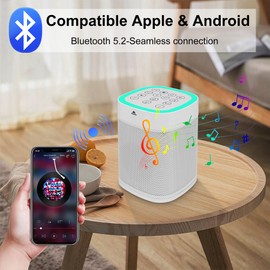 BIGMONAT 3-in-1 Bluetooth Speaker, 70 Soothing Sounds Sleep Machine, Type-C USB Rechargeable RGB Lights,30-Hour Playtime, Wireless Sound Machine for Home/Party/Outdoor/Beach/Baby/Adults. (White)