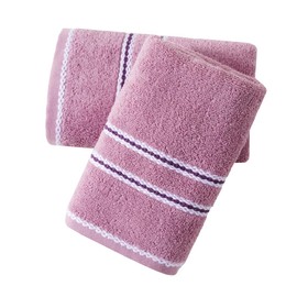 sense gnosis Purple Hand Towel Set 100% Cotton Soft Highly Absorbent Decorative Braided Striped Hand Towel Set of 2 for Bathroom 13 x 29 Inches