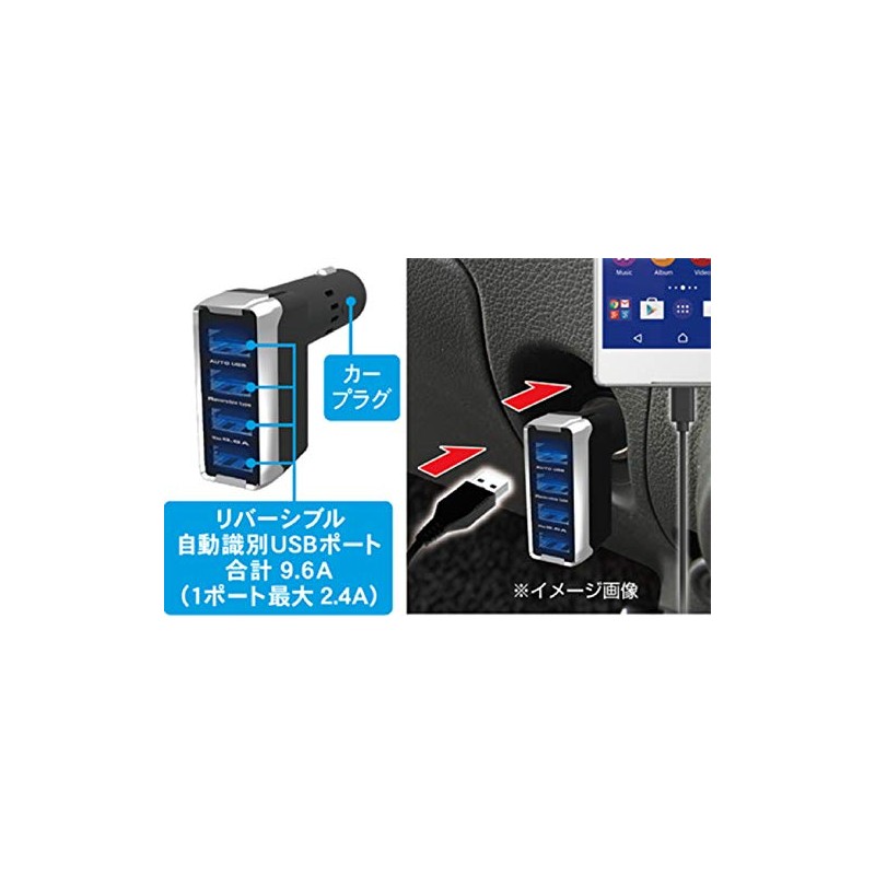Kashimura NDC-023 DC-9.6A - Reversible USB 4 Ports, Auto Determination,