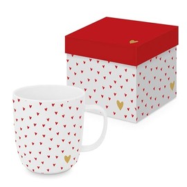 PPD Kaffeetasse Little Hearts 350ml Teetasse Cappuccinotasse Kaffee-Tasse Porzellantasse Henkeltasse Porzellan-Tasse Tee-Tasse Bone China Porzellan